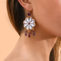Precious sleeper earrings - purple