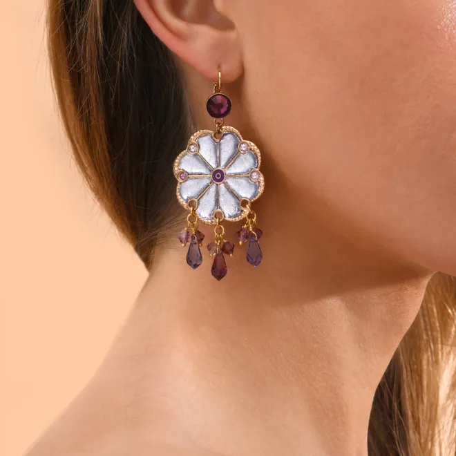 Precious sleeper earrings - purple