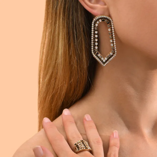 Precious wide stud earrings - black