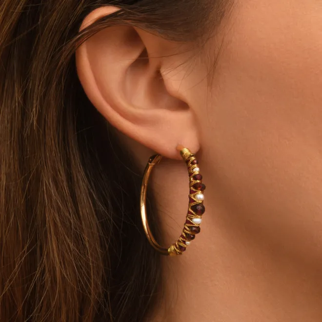Salina hoop earrings - garnet