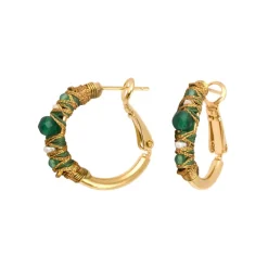 Salina hoop earrings - green agate