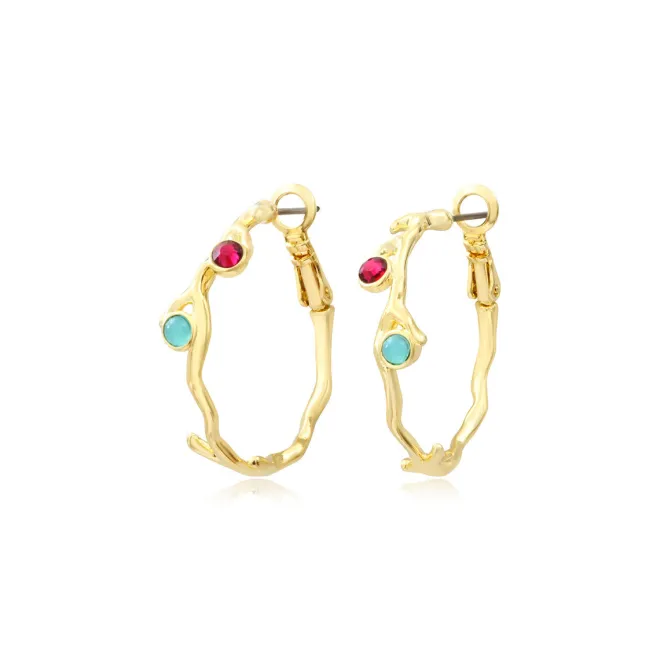 Small Océane hoop earrings – turquoise and red