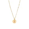 Sun pendant necklace in hammered metal with crystal - pink