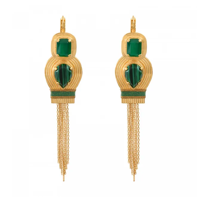 Sun sleeper drop earrings - green