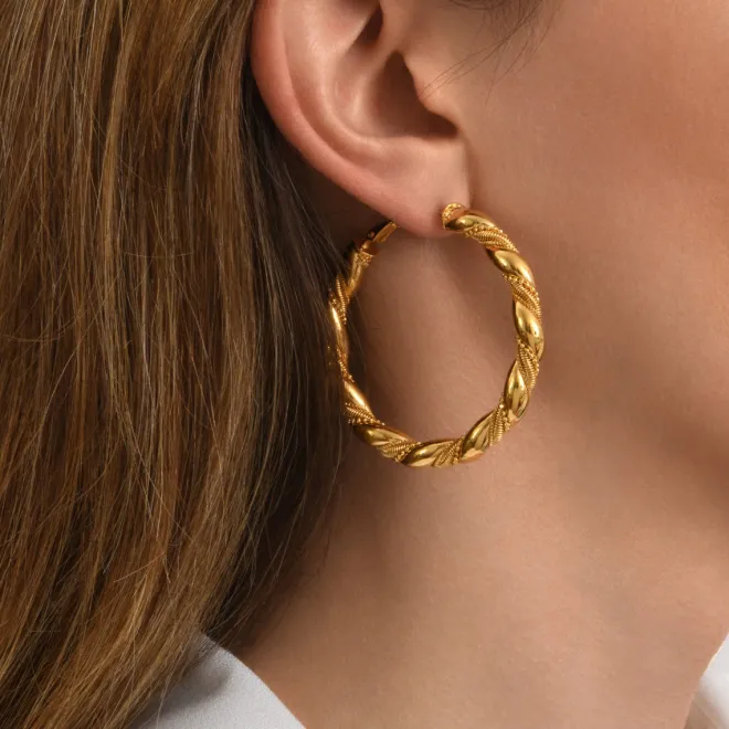 Tess maxi hoop earrings - gold