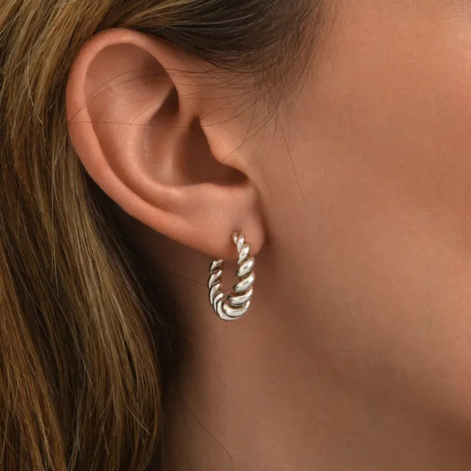 Tess twisted hoop earrings - silver