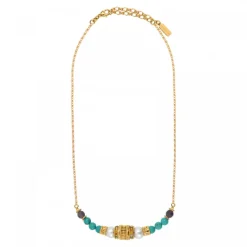 Tiki adjustable chain necklace - turquoise