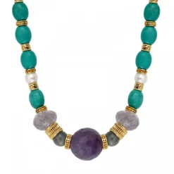 Tiki adjustable necklace - turquoise