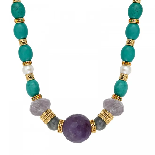 Tiki adjustable necklace - turquoise