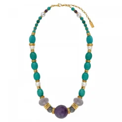 Tiki adjustable necklace - turquoise