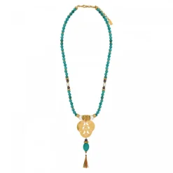 Tiki long necklace - turquoise
