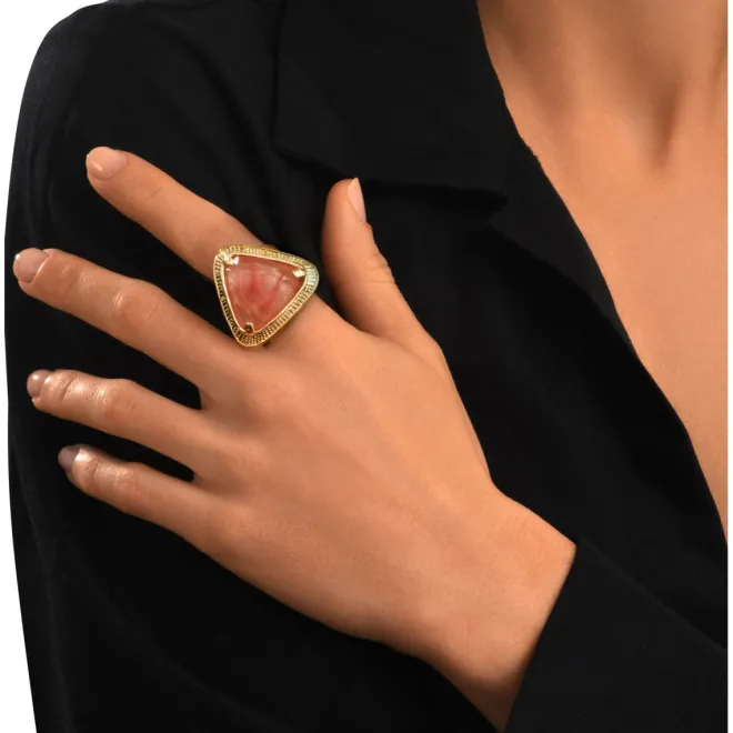 Wide adjustable Byzantium ring – pink