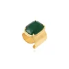 Wide adjustable rectangular Byzance ring – green