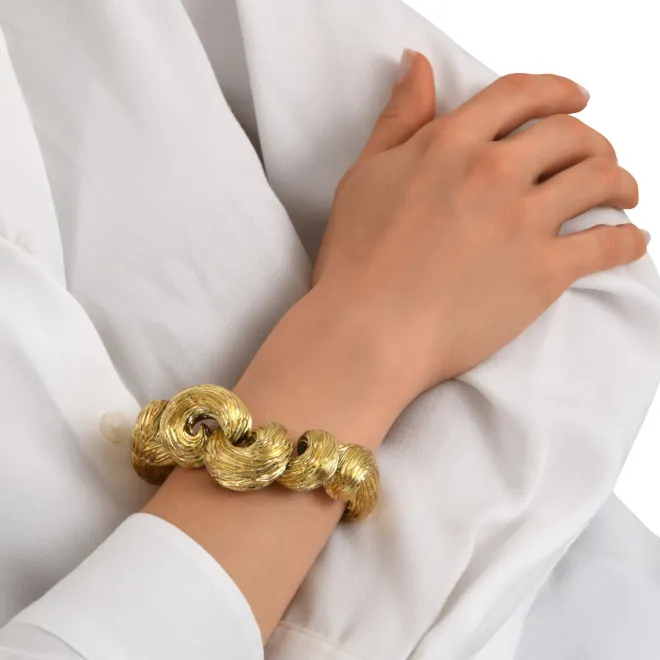 Zaza curved bangle bracelet - gold