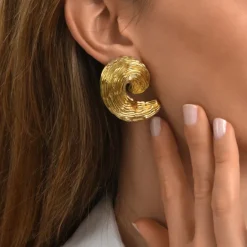 Zaza wide clip-on earrings - gold